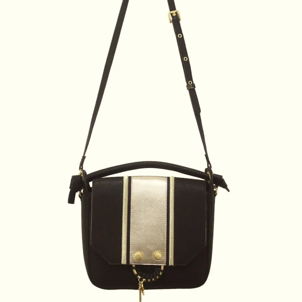 Foley + Corinna NWOT!!!! REESE SATCHEL/ CROSSBODY IN BLACK STRIPE - Picture 8 of 10